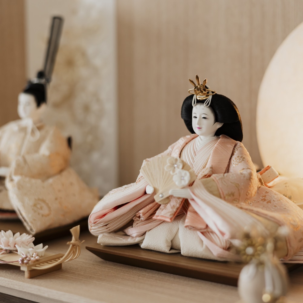 ひな人形/つまみ細工/淡水カラー つまみ細工 鞠飾り（SS）ピンクX白X赤Xグリーン つまみ細工 鞠飾り