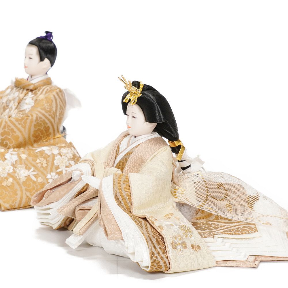 【雛人形】芥子 刺繍桜(ベージュ) 親王揃い収納飾り | 横山一彦作