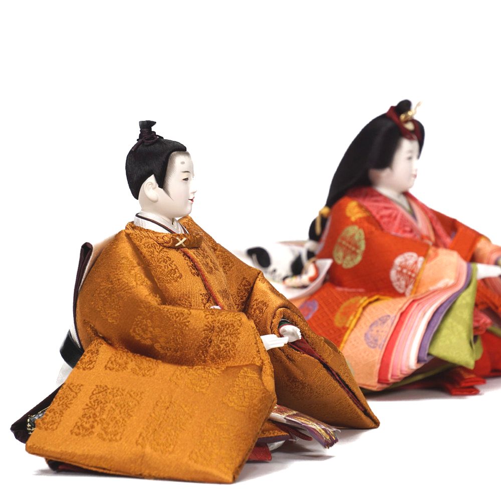 【雛人形】京十番 黄櫨染 桐竹鳳凰文様 親王飾り | 小出松寿作