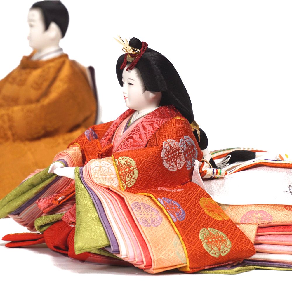 【雛人形】京十番 黄櫨染 桐竹鳳凰文様 親王飾り | 小出松寿作