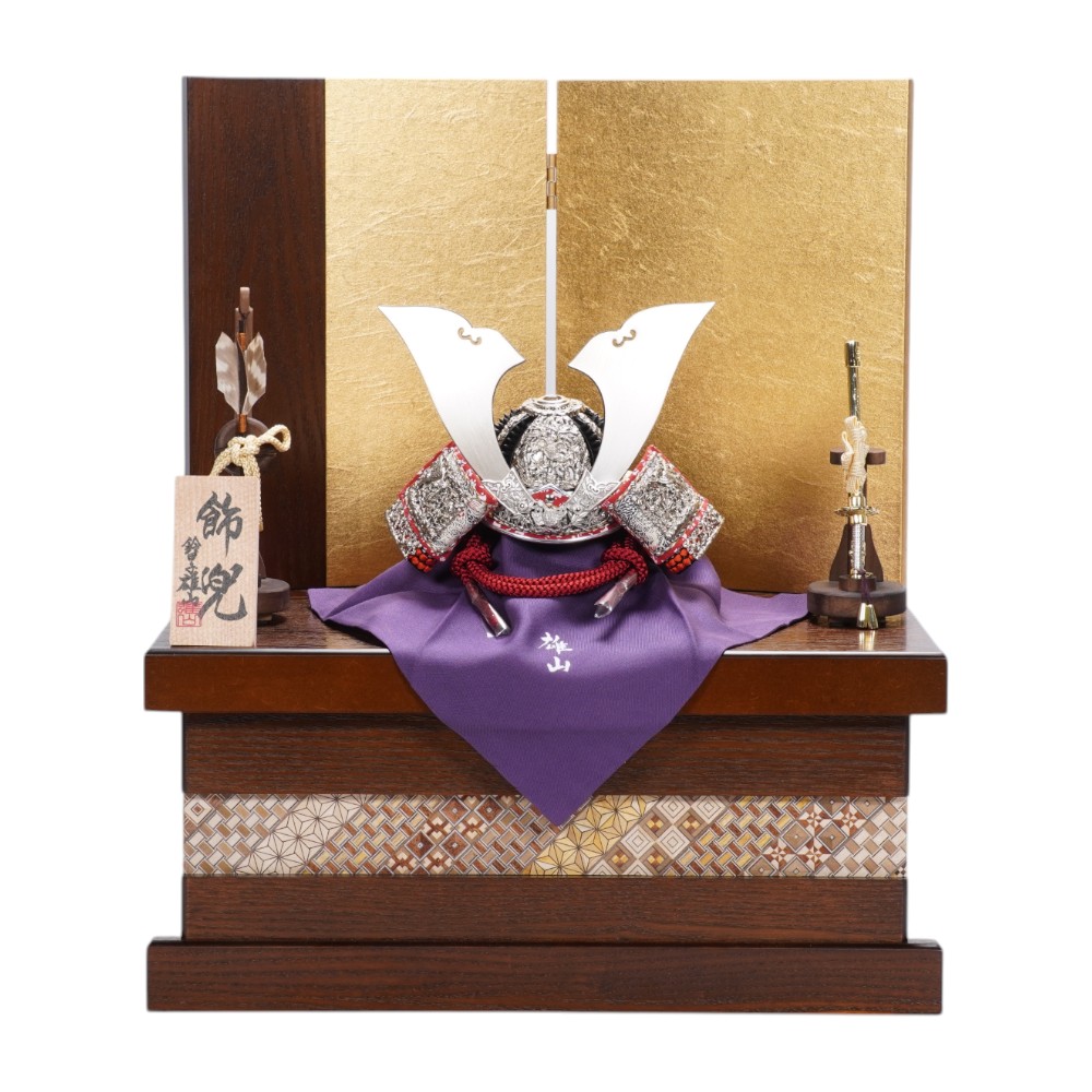 【五月人形】《限定品》五分之一 純白之竹雀 兜収納飾り | 雄山作