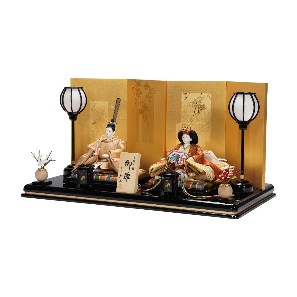 【雛人形】京十二番 高雄 牡丹唐草文様(伽羅色×弁柄色) 親王飾り | 小出松寿作