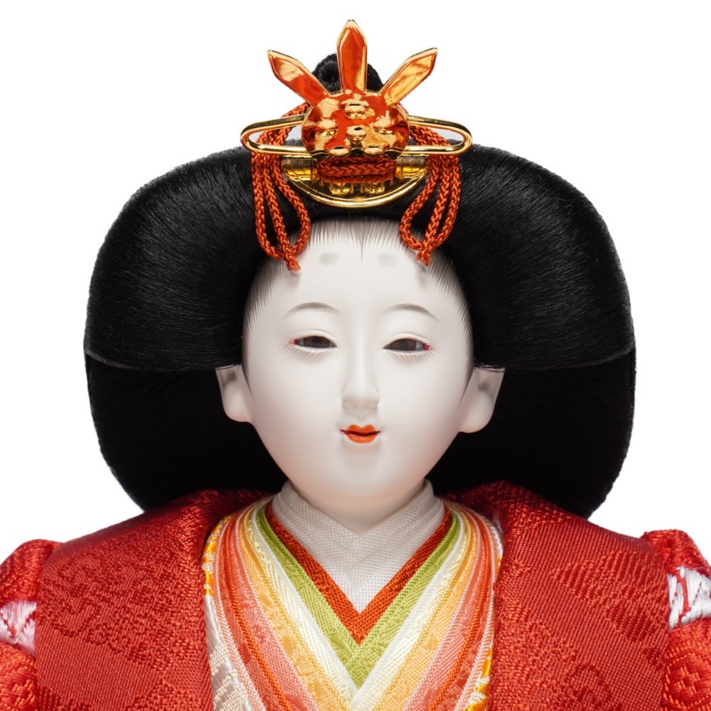 雛人形】京十番 貴船 麹塵 桐竹鳳凰文様 親王揃い収納飾り〈小出松寿作