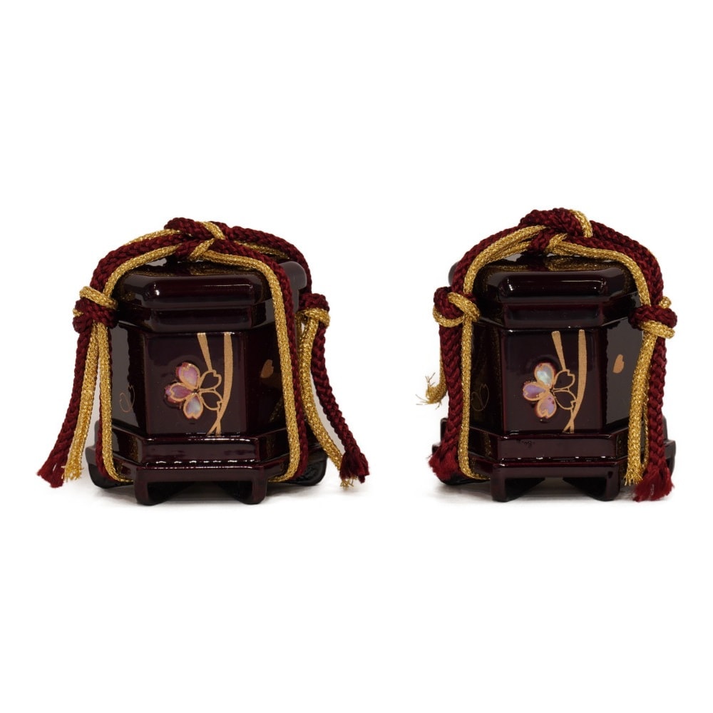 【雛人形】「葵」 桜ちらし刺繍(白・ピンク)×麻の葉に刺繍桜(紫) 双子飾り〈柴田家千代作〉[253-124]