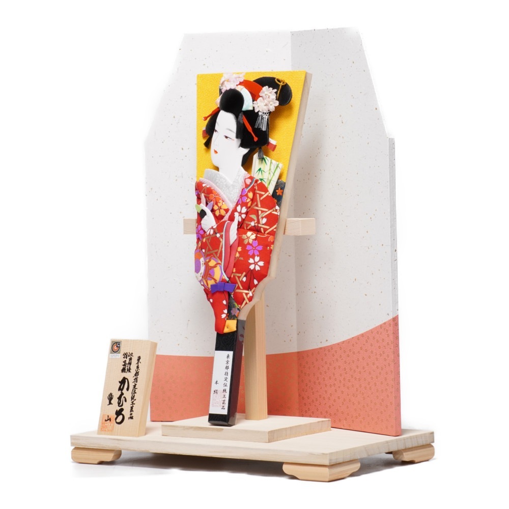 【羽子板】13号 かむろ 豊印 屏風飾り〈むさしや豊山作〉[232-016]