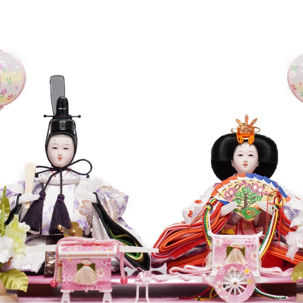 雛人形 ケース飾り 親王飾り 清玉作 芥子親王 コンパクト パール
