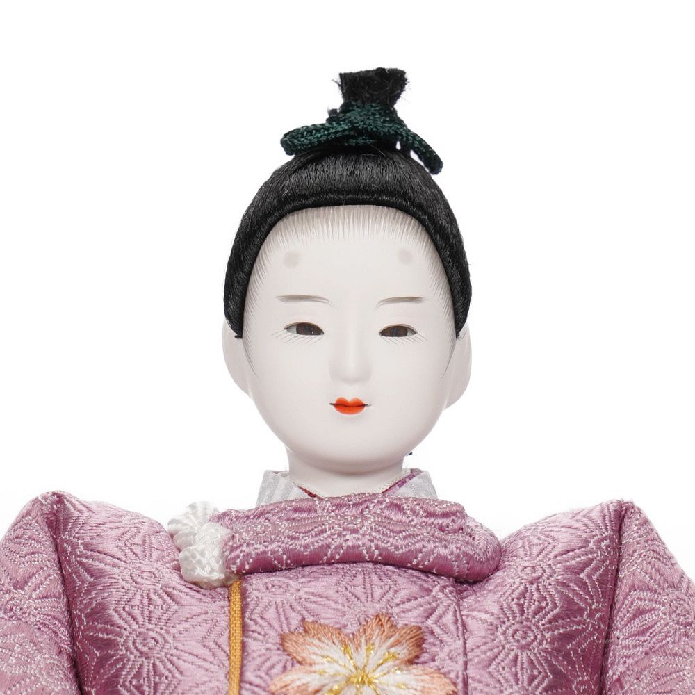 【雛人形】「葵」 麻の葉に刺繍桜(紺・赤)×麻の葉に刺繍桜(紫) 双子飾り〈柴田家千代作〉[253-125]