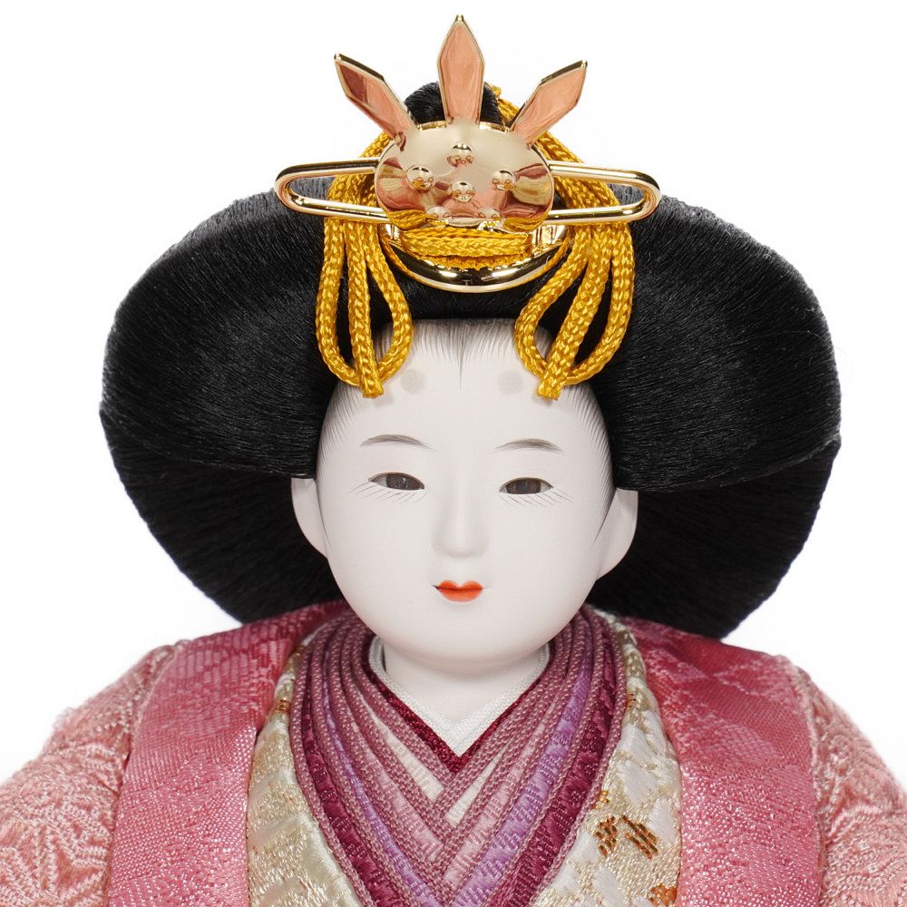 【雛人形】「葵」 麻の葉に刺繍桜(紺・赤)×麻の葉に刺繍桜(紫) 双子飾り〈柴田家千代作〉[253-125]