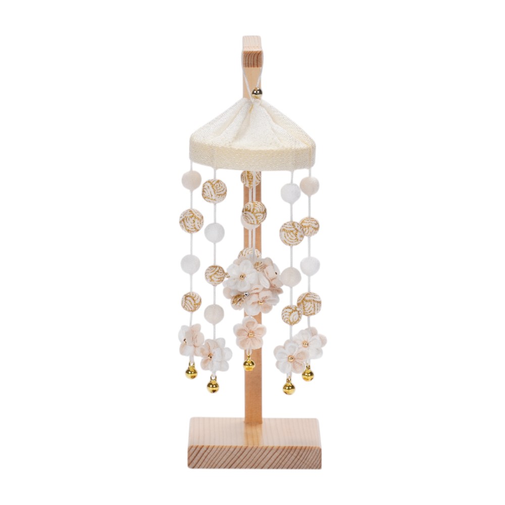 【つるし飾り】小花(丸) 白・ベージュ〈女の子〉[253T-001]