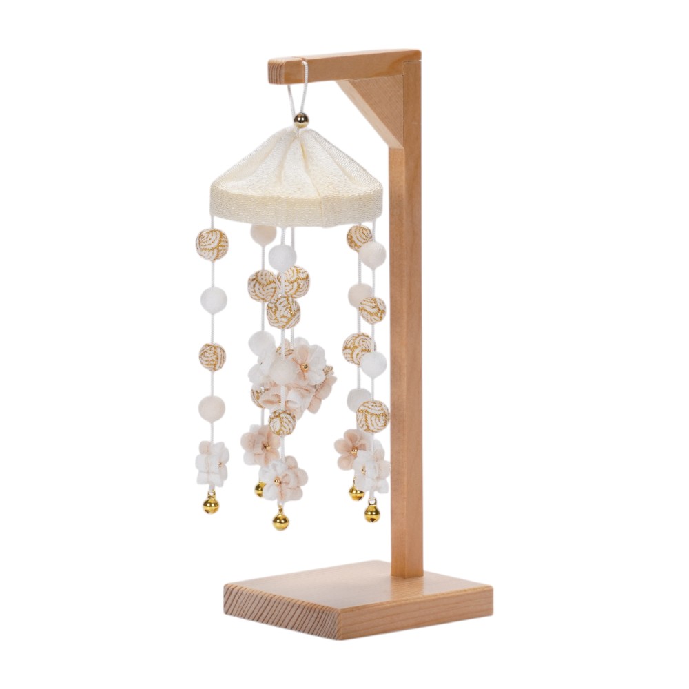 【つるし飾り】小花(丸) 白・ベージュ〈女の子〉[253T-001]