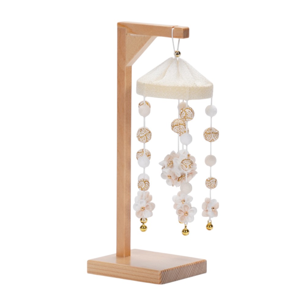 【つるし飾り】小花(丸) 白・ベージュ〈女の子〉[253T-001]