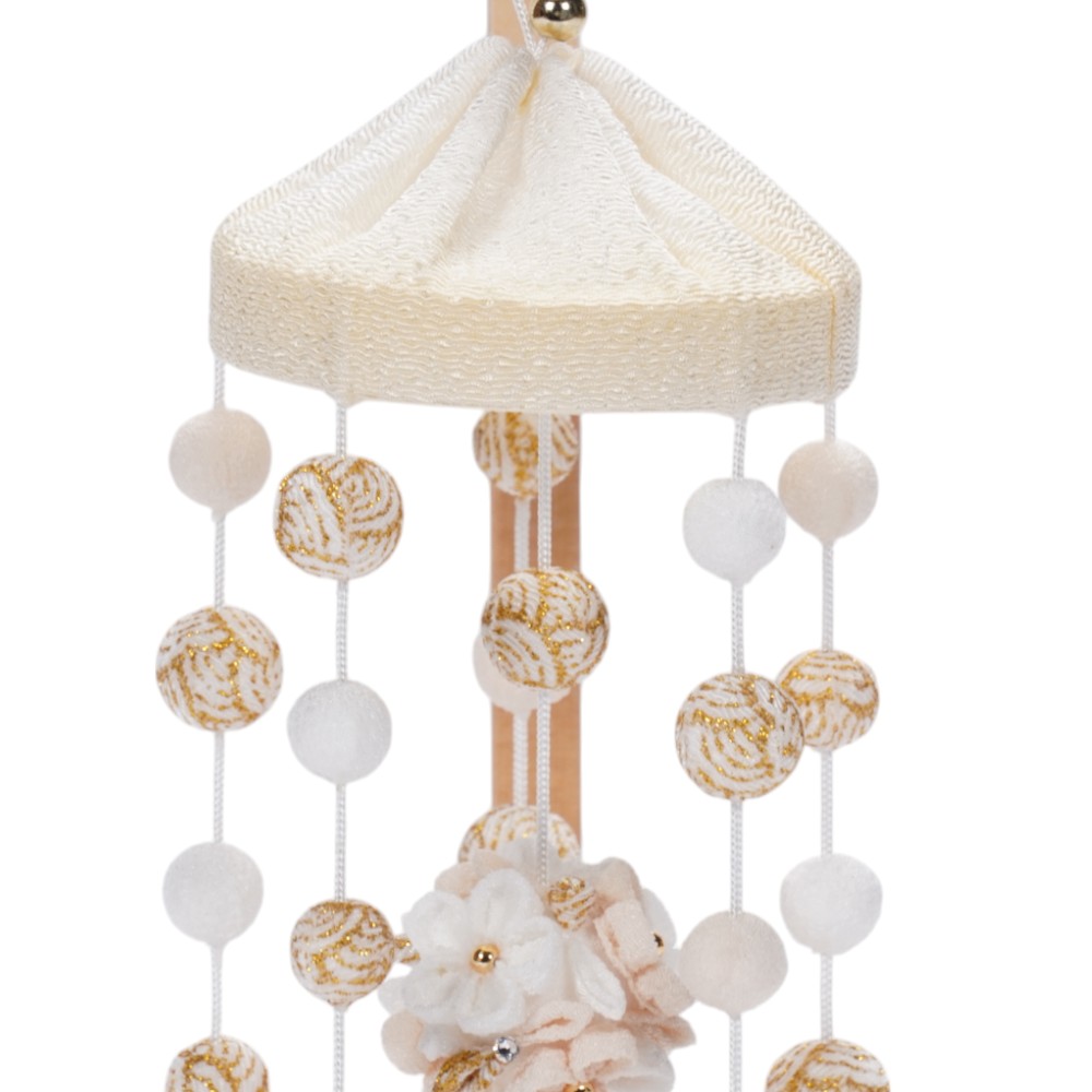 【つるし飾り】小花(丸) 白・ベージュ〈女の子〉[253T-001]