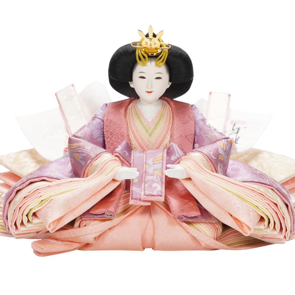 【雛人形】京十二番 高雄 牡丹唐草文様(柳色・薄紅梅) 親王飾り | 小出松寿作