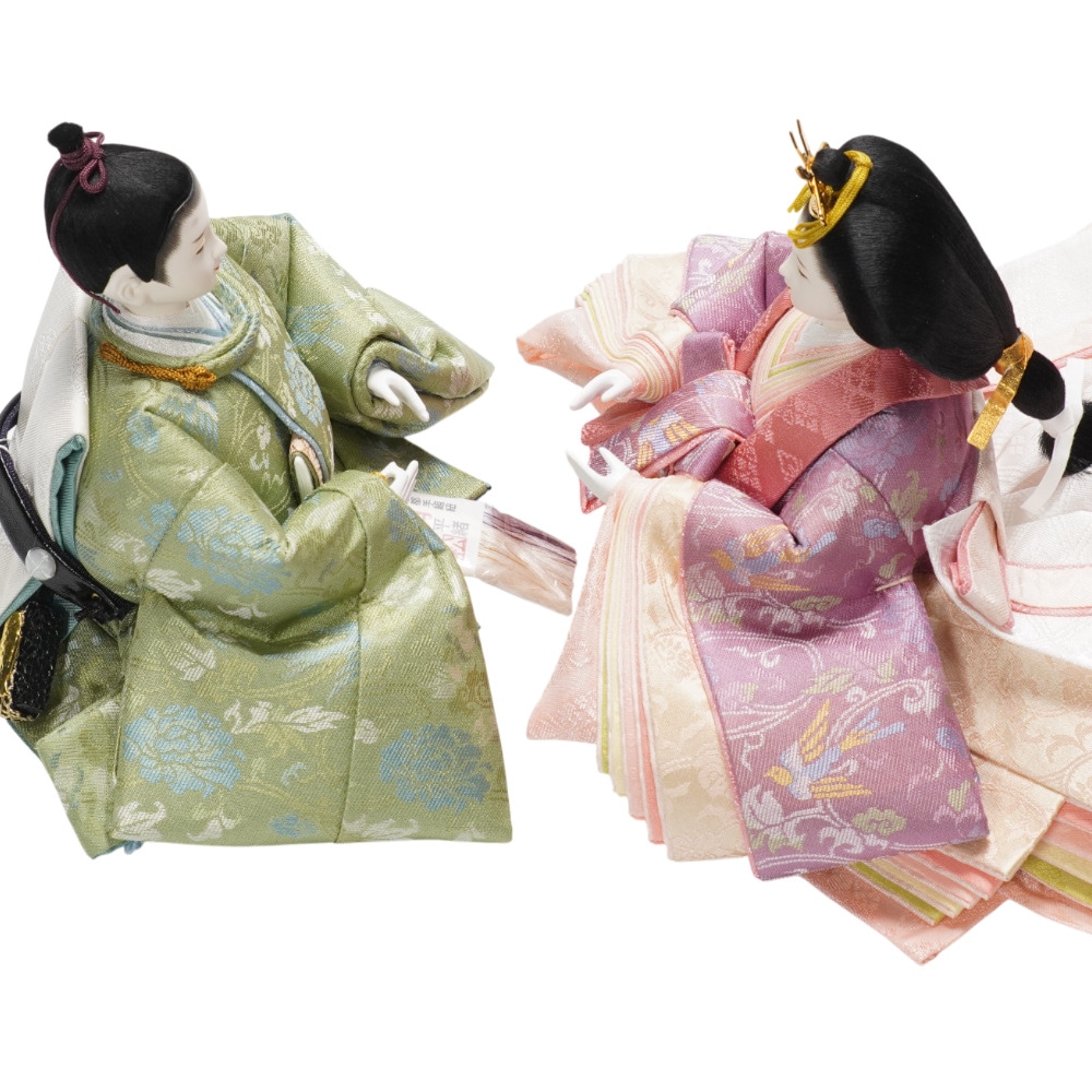 【雛人形】京十二番 高雄 牡丹唐草文様(柳色・薄紅梅) 親王飾り | 小出松寿作