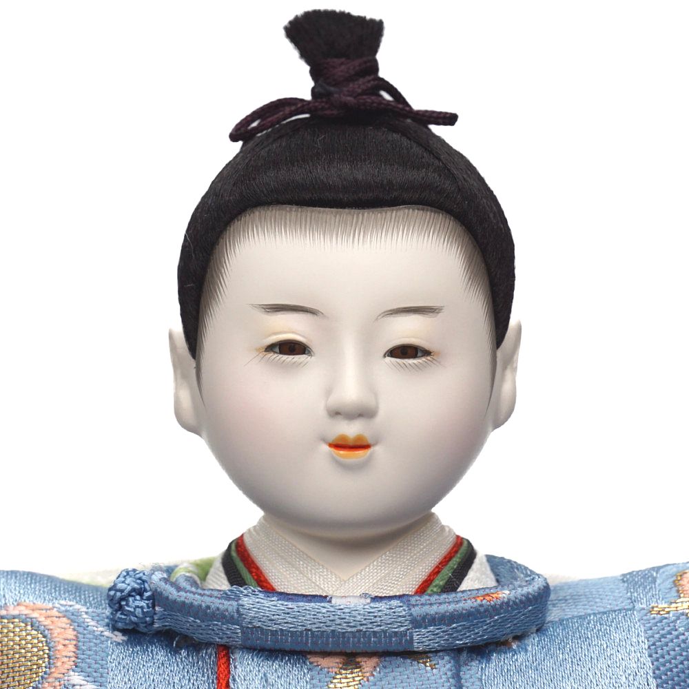【雛人形】四寸おぼこ 市松地玩具柄文様 十人揃い薄型三段飾り | 小出松寿作
