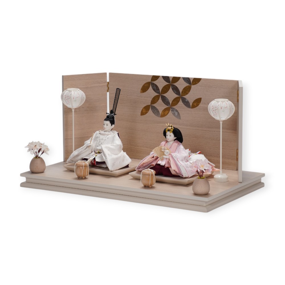 【雛人形】芥子 金襴(白・ピンク) 花柄 親王飾り | 望月紀彦作
