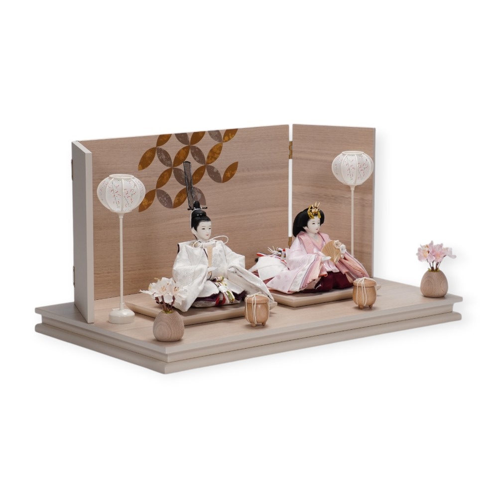 【雛人形】芥子 金襴(白・ピンク) 花柄 親王飾り | 望月紀彦作