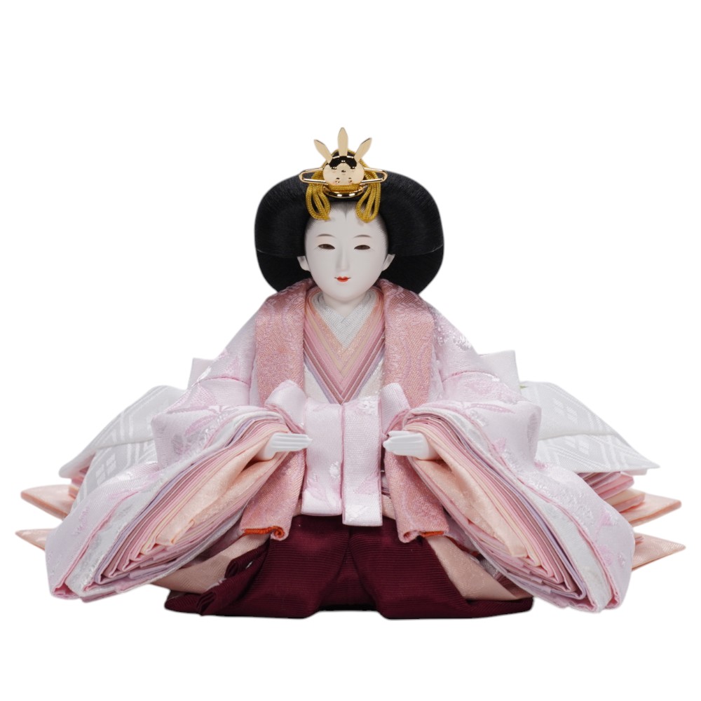 【雛人形】芥子 金襴(白・ピンク) 花柄 親王飾り | 望月紀彦作