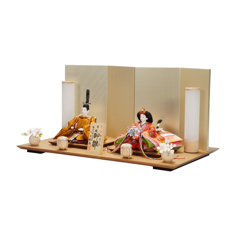 【雛人形】京十二番 黄櫨染 桐竹鳳凰文様 親王飾り | 小出松寿作