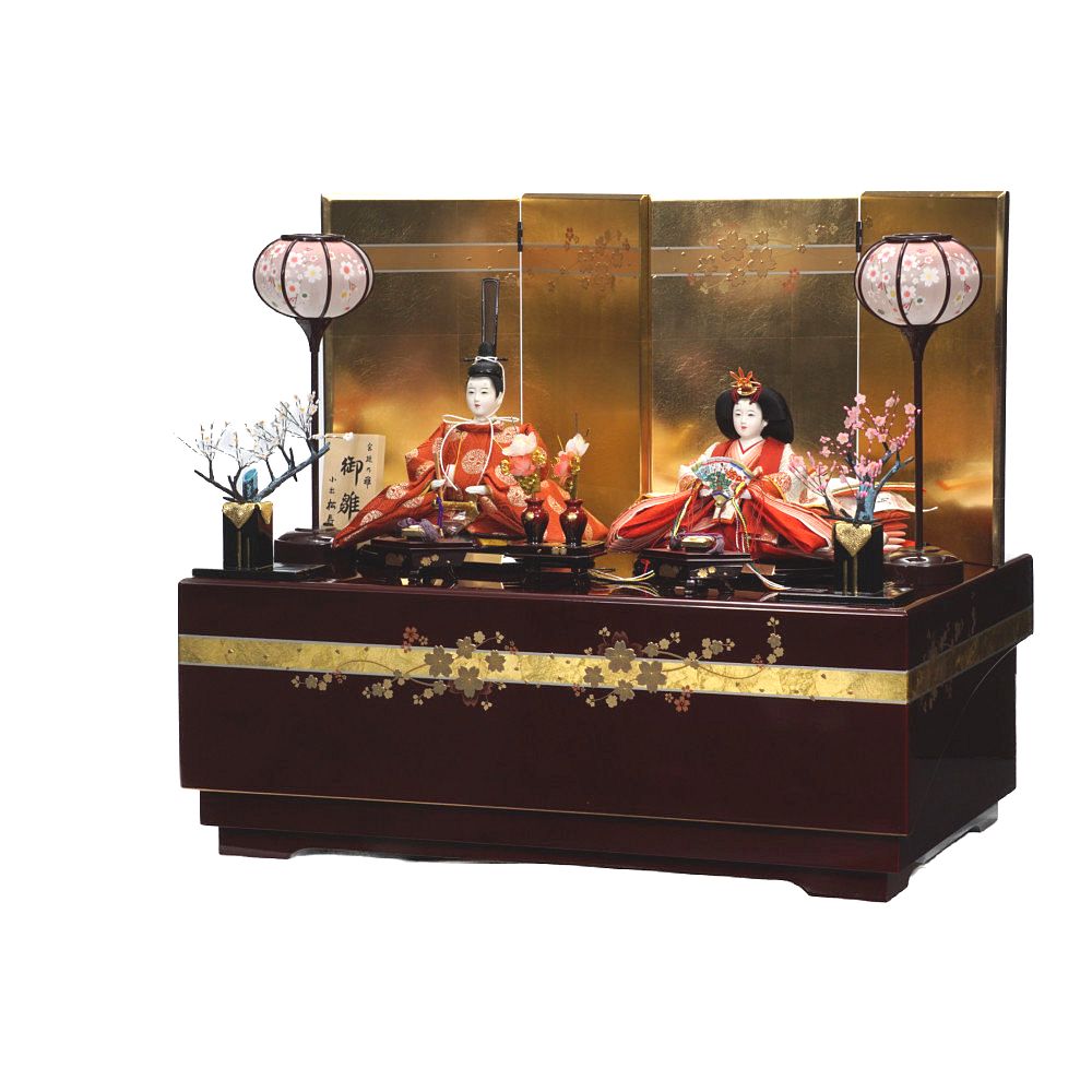 雛人形】京十一番 平安 雲立涌向鶴文様 親王揃い収納飾り | 小出松寿作