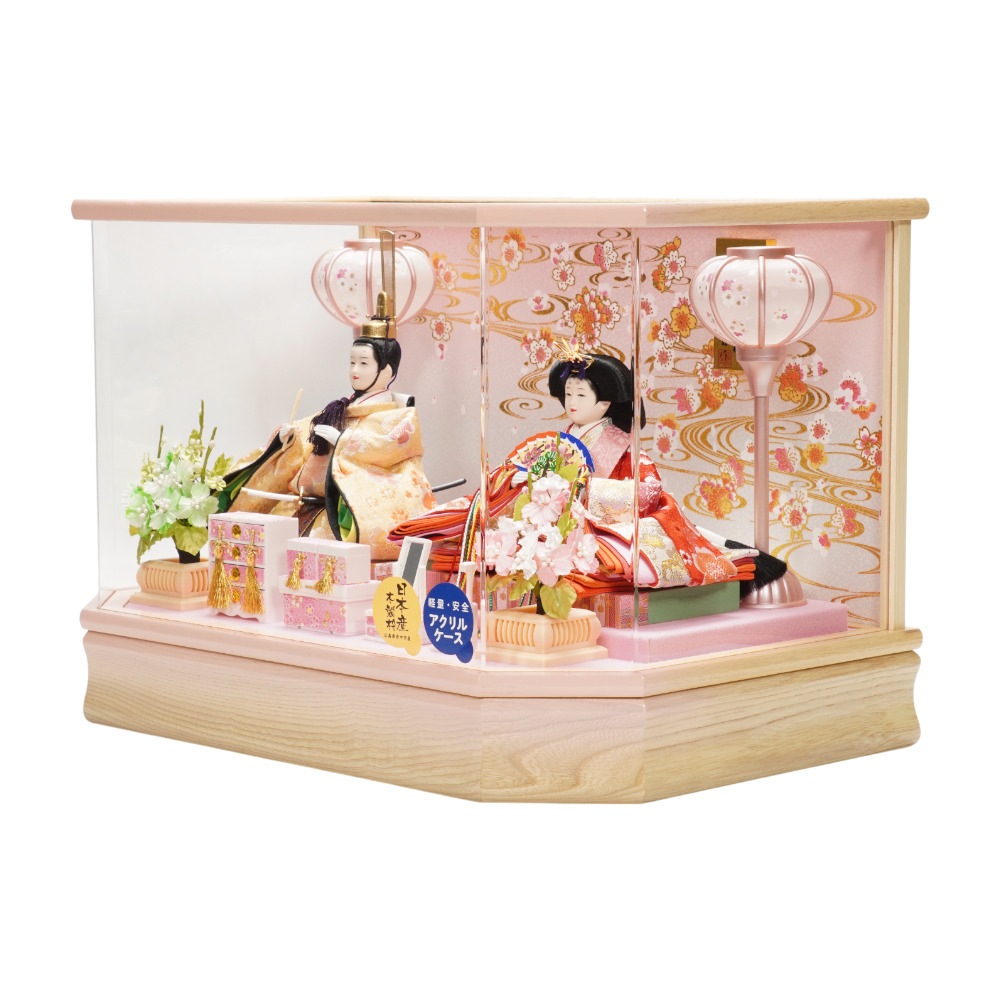 雛人形】小三五 美里白桃 親王揃いアクリルケース飾り〈藤翁作〉[263