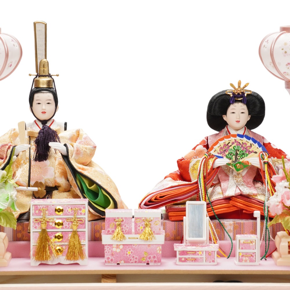 雛人形】小三五 美里白桃 親王揃いアクリルケース飾り〈藤翁作〉[263