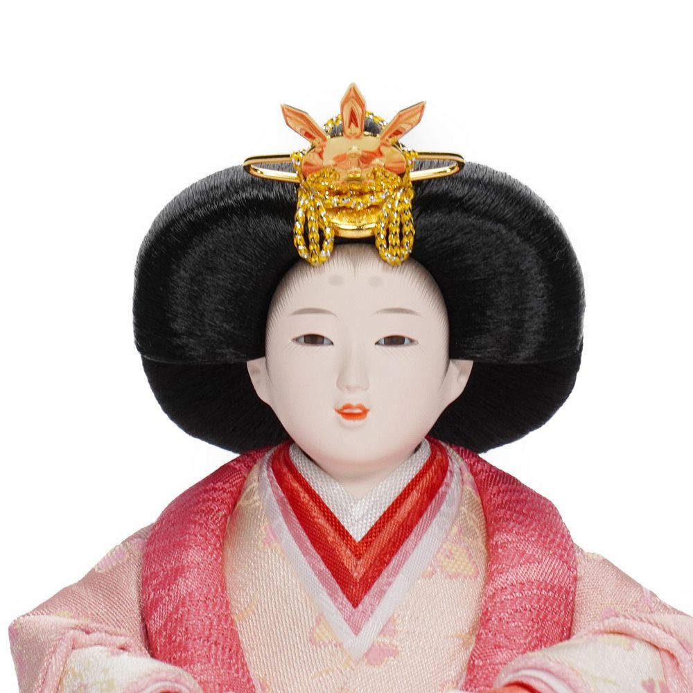 【雛人形】京十四番 金襴 花菱(グリーン・ピンク) 親王揃いアクリルケース飾り | 恵翠作