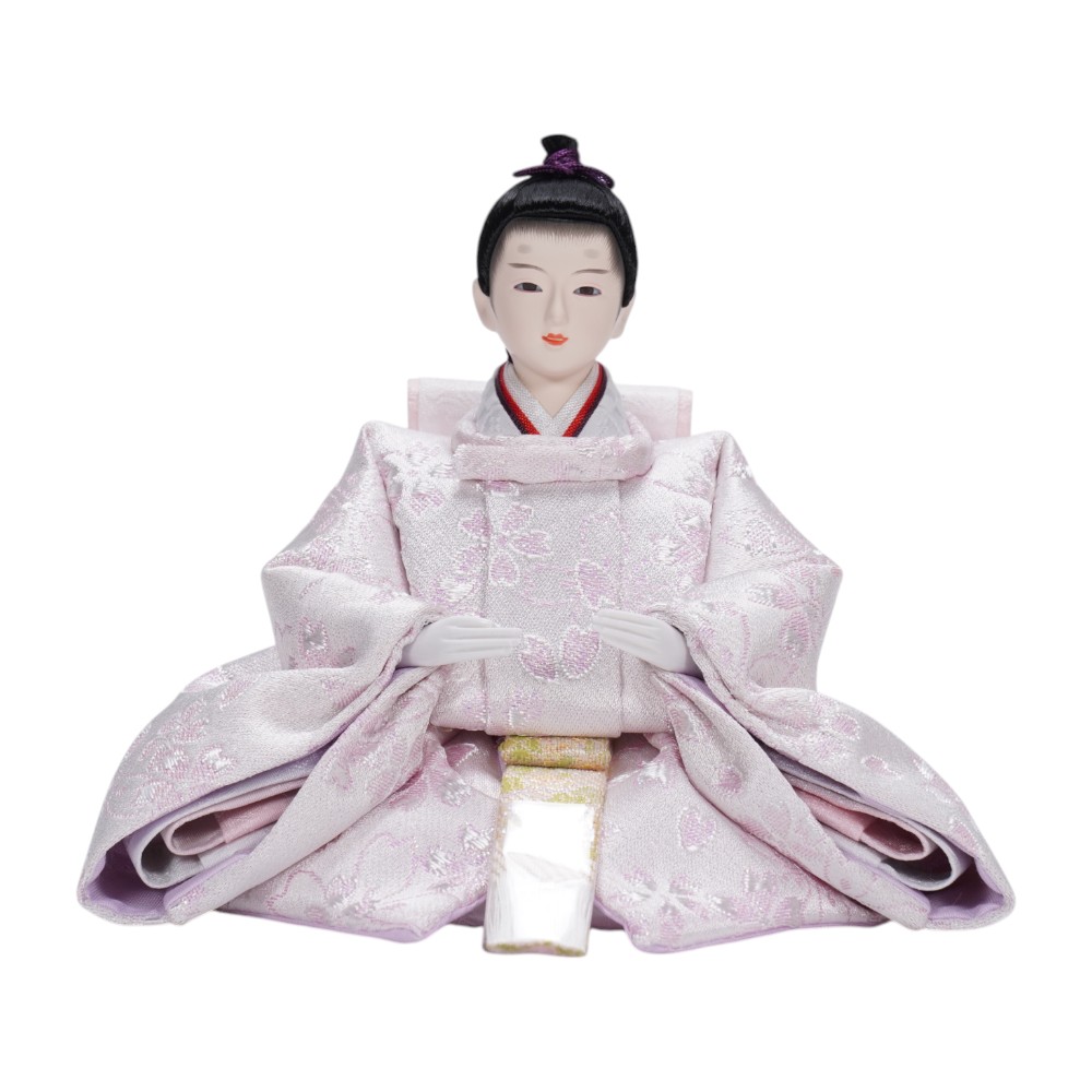 【雛人形】京十四番 金襴 花柄(薄ピンク) 親王揃いアクリルケース飾り | 恵翠作