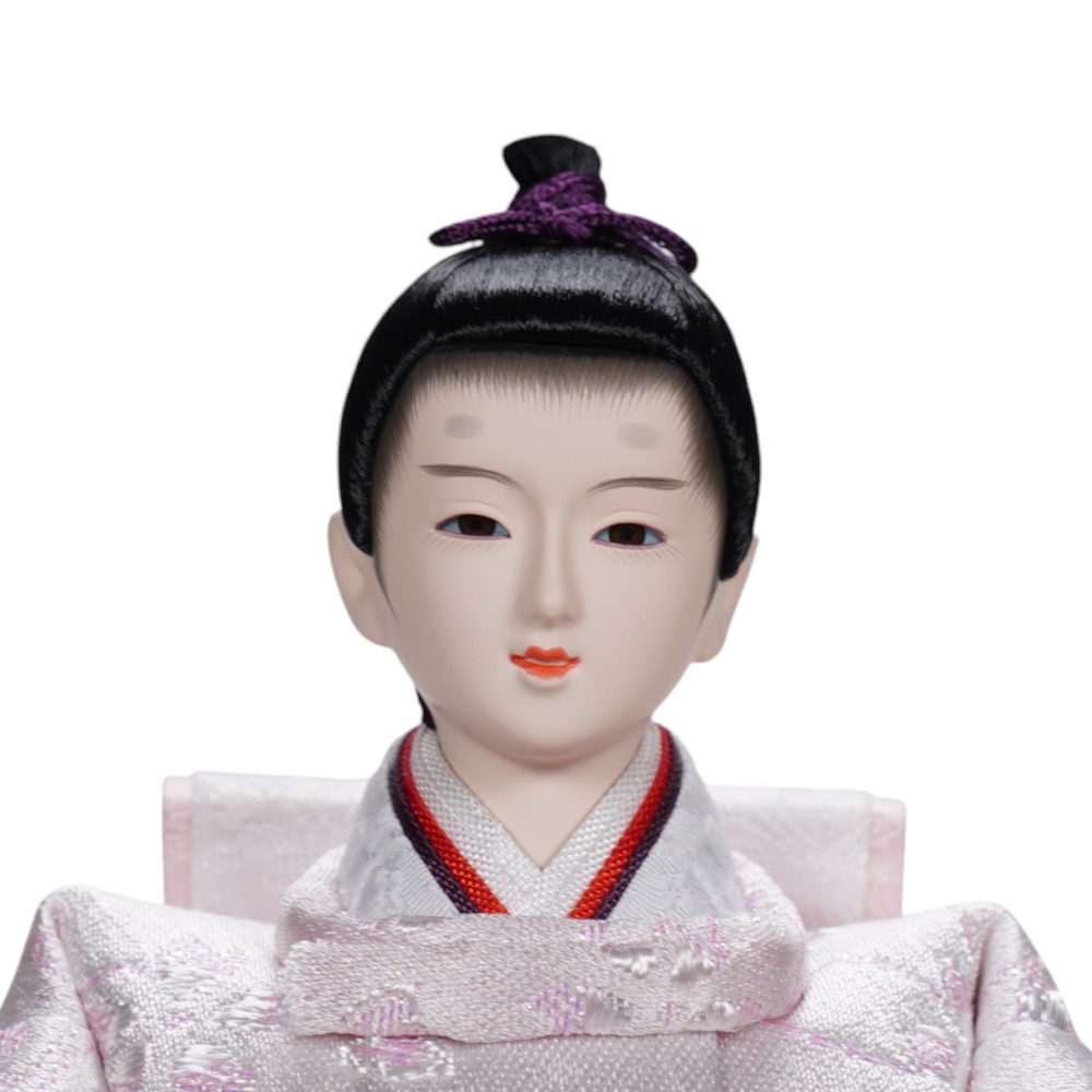 【雛人形】京十四番 金襴 花柄(薄ピンク) 親王揃いアクリルケース飾り | 恵翠作