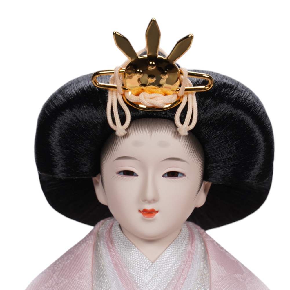 【雛人形】京十四番 金襴 花柄(薄ピンク) 親王揃いアクリルケース飾り | 恵翠作