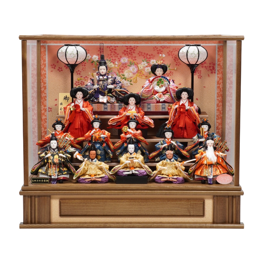 雛人形】小芥子 十五人揃いアクリルケース飾り〈雅秀作〉[263-005