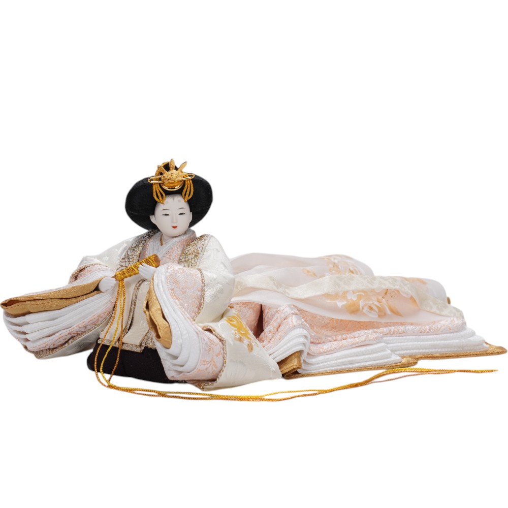 【雛人形】「葵平安」 重ね手描き薔薇(白) 親王揃いアクリルケース飾り〈柴田家千代作〉[253-138]