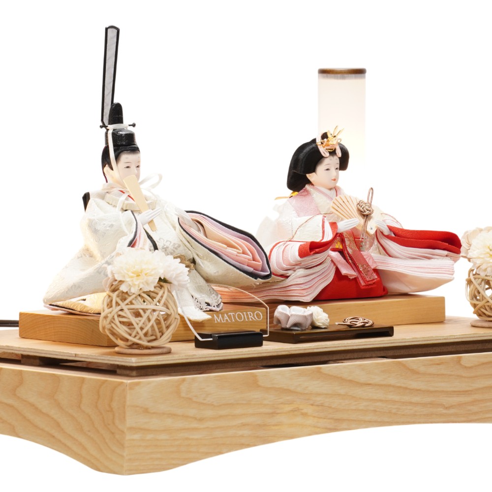 雛人形】小芥子 つまみ細工×水引 ナチュラル 親王揃いアクリルケース