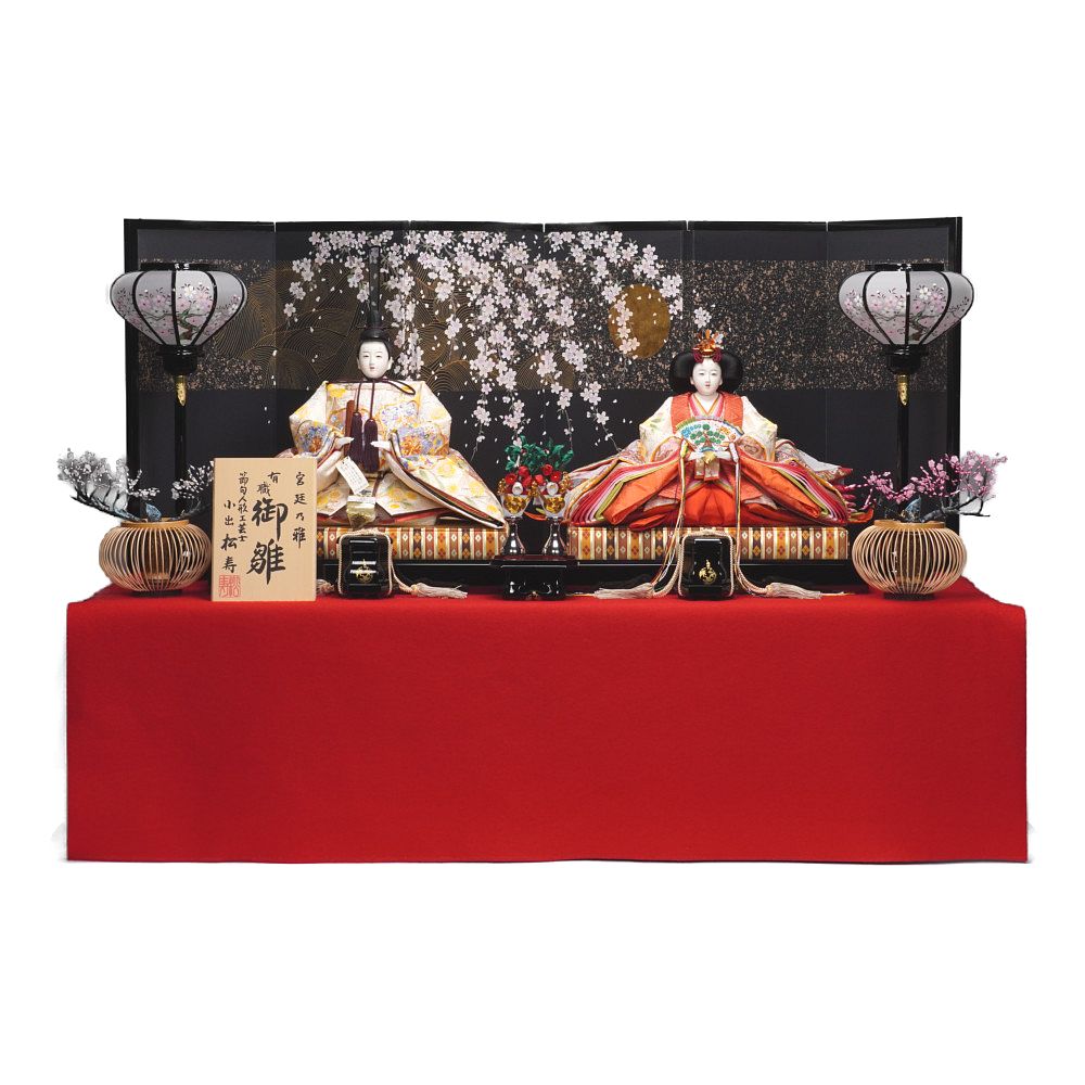 【雛人形】京七番 金彩金駒刺繍 古代鏡文様 親王飾り | 小出松寿作