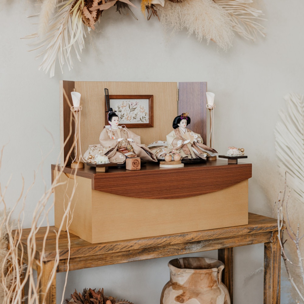 ゆりかご　雛人形セット 雛人形「うたうた 五人囃子 衣装着・向かい蝶紋・桃色」｜雛人形