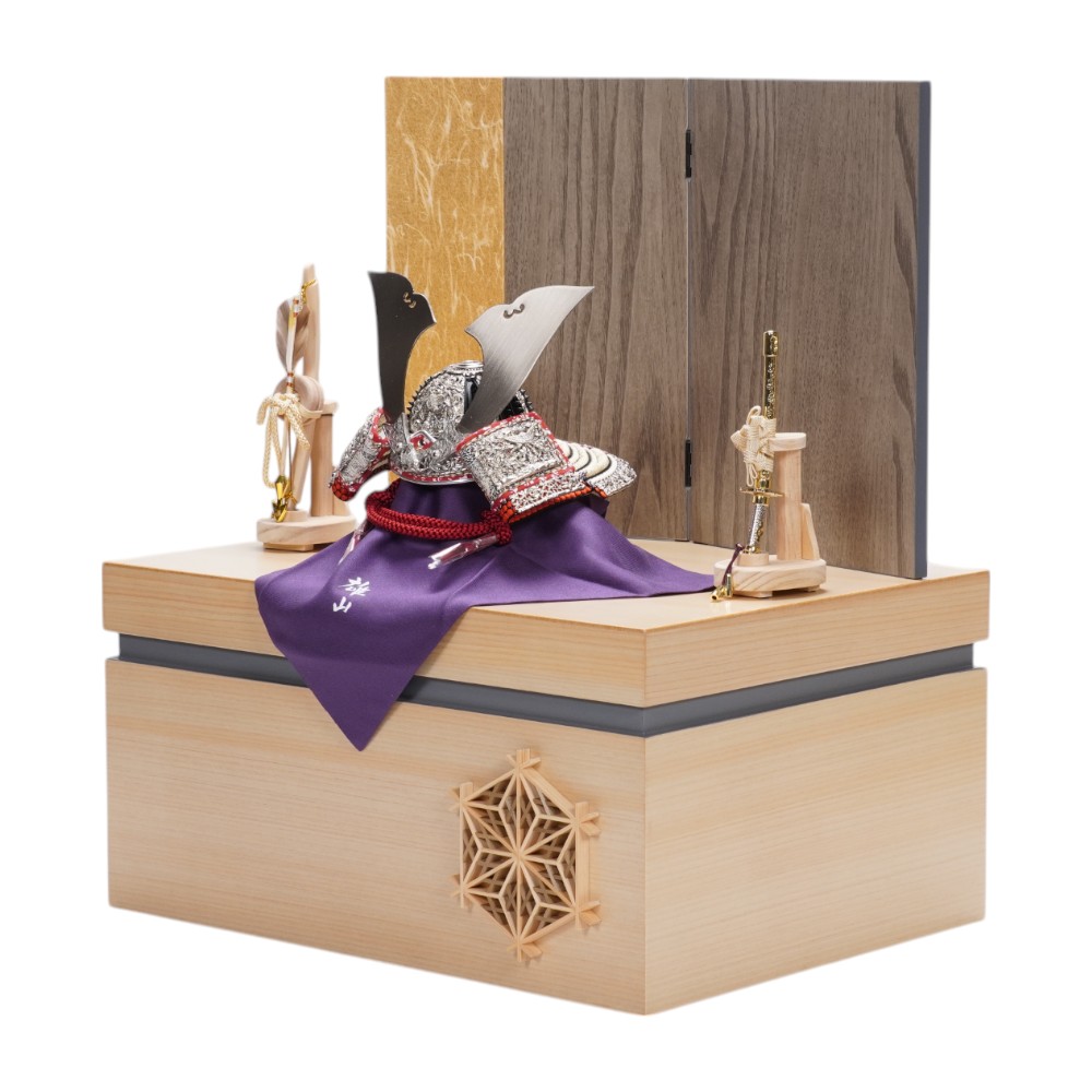 【五月人形】《限定品》五分之一 純白之竹雀 兜収納飾り | 雄山作