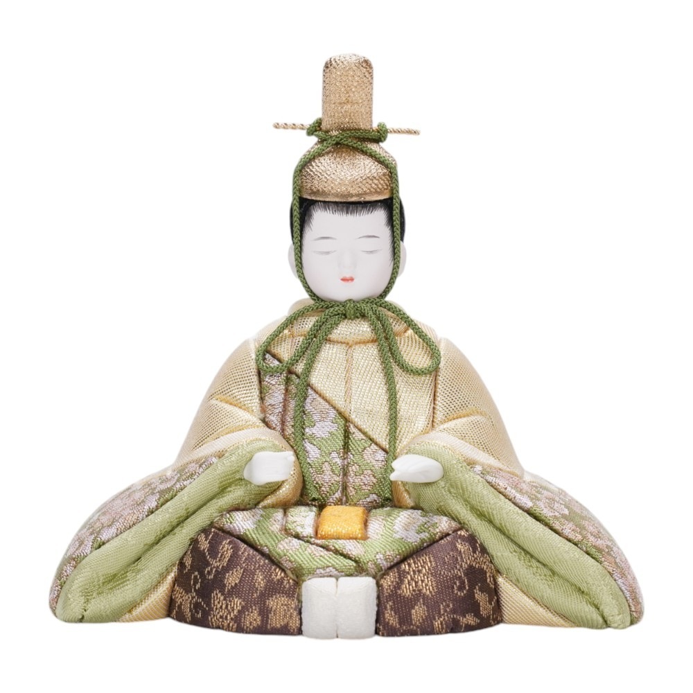 木目込み雛人形】桃山雛(緑・赤) 木目調 親王飾り | 木村一秀作