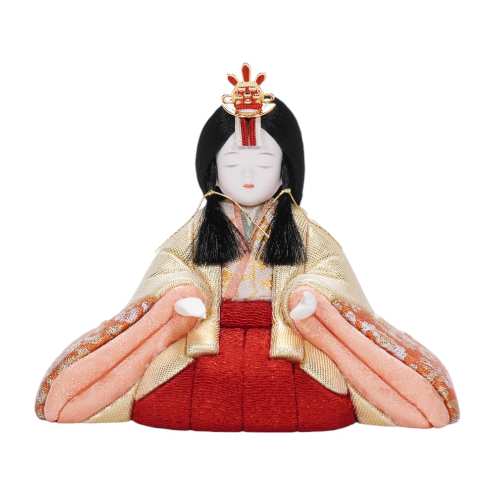 木目込み雛人形】桃山雛(緑・赤) 木目調 親王飾り | 木村一秀作