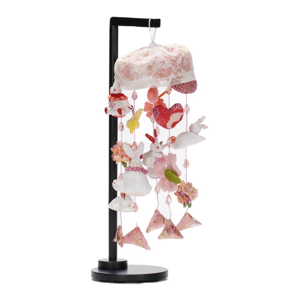 【つるし飾り】ミニうさぎっ子 あみ(ピンク) 3-A2 〈女の子〉[223T-058]