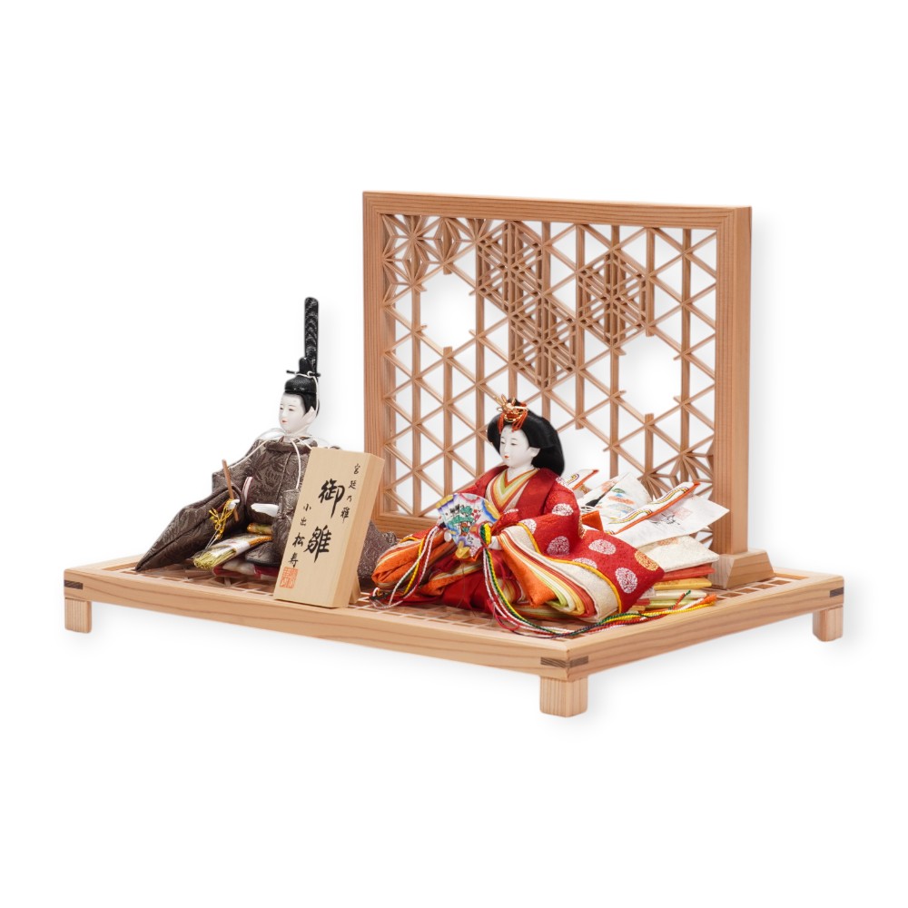 【雛人形】京十二番 貴船 麹塵 桐竹鳳凰文様 親王飾り〈小出松寿作〉[253-145]