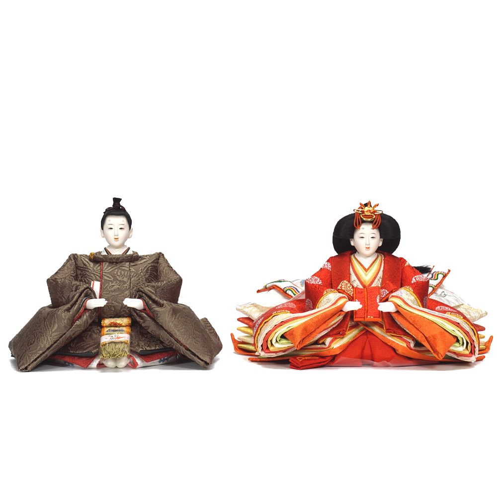 【雛人形】京十二番 貴船 麹塵 桐竹鳳凰文様 親王飾り〈小出松寿作〉[253-145]