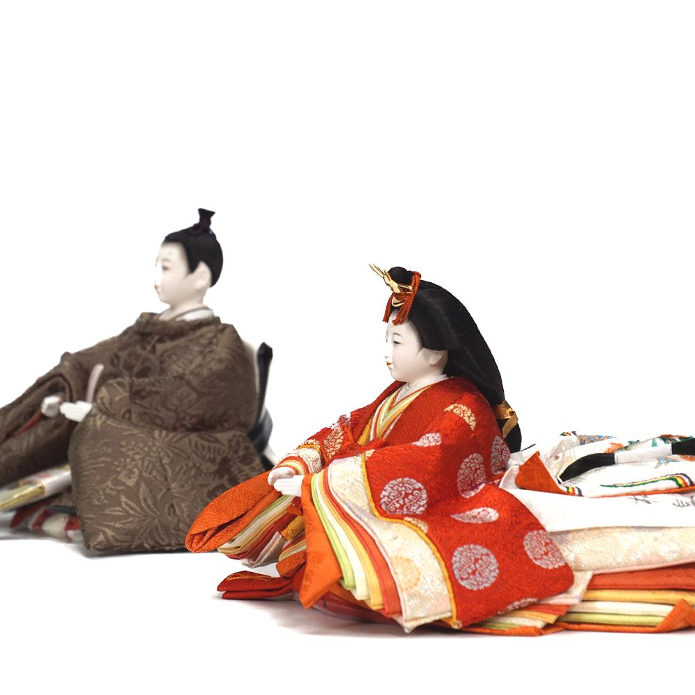 【雛人形】京十二番 貴船 麹塵 桐竹鳳凰文様 親王飾り〈小出松寿作〉[253-145]