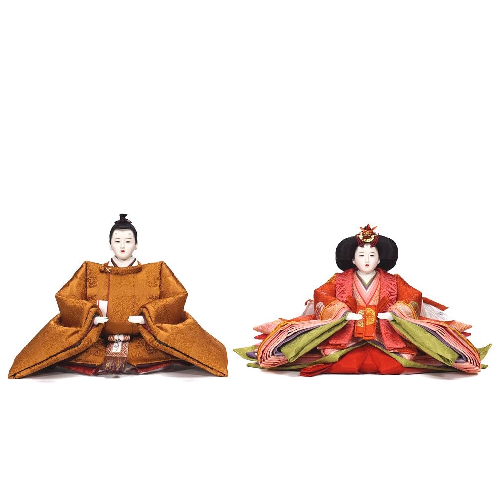 【雛人形】京十番 黄櫨染 桐竹鳳凰文様 親王飾り | 小出松寿作