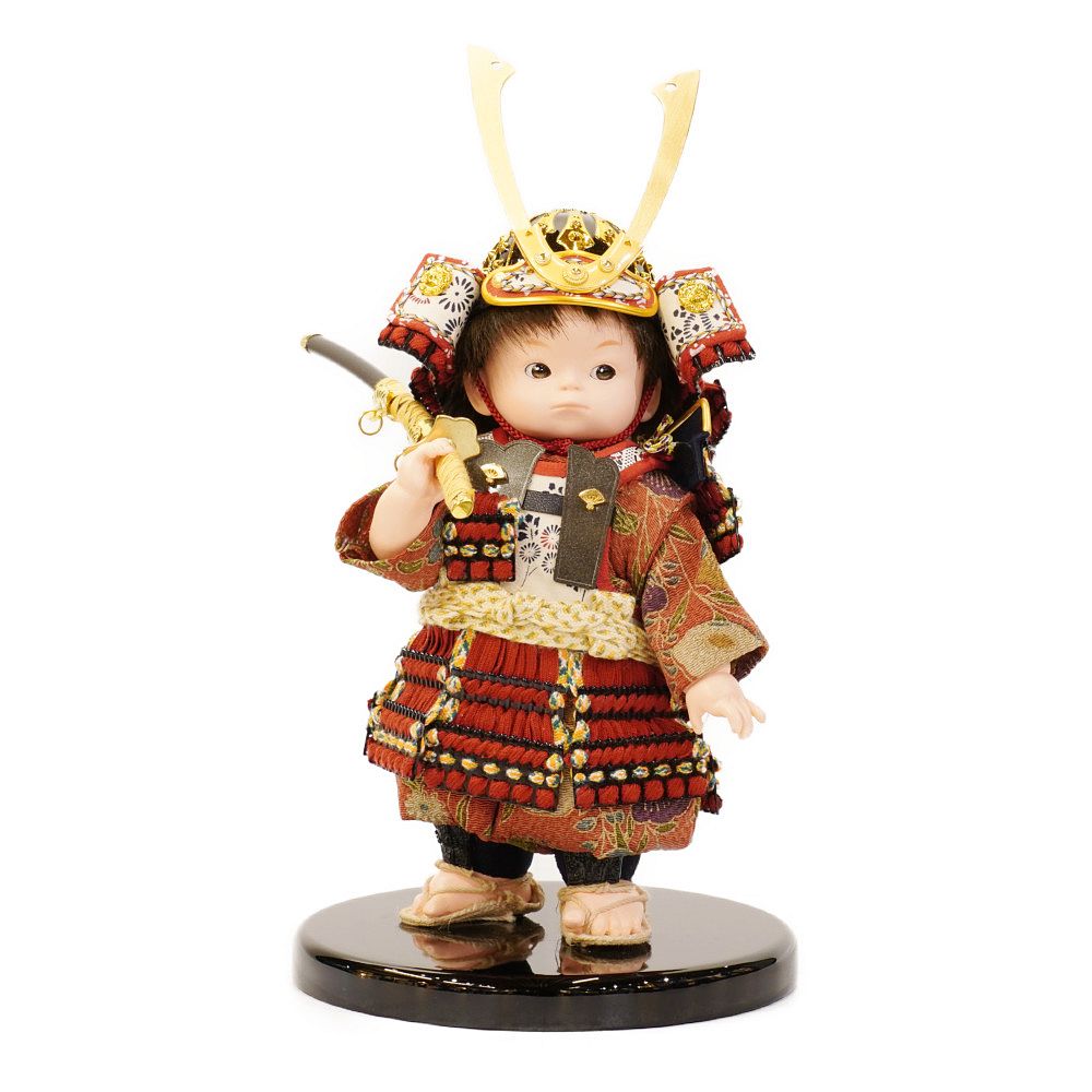 【五月人形】もののふ童 凛 赤糸威 大将飾り〈壹三作〉[255-022]