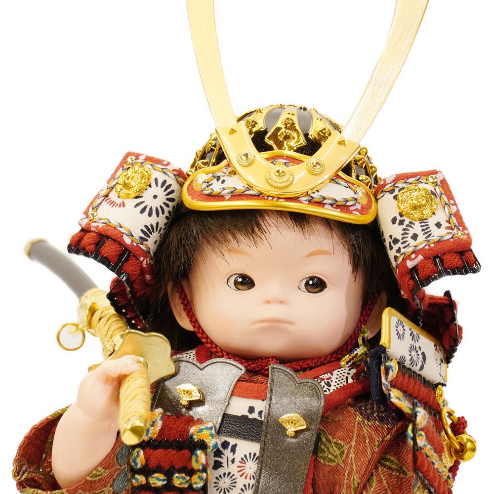 【五月人形】もののふ童 凛 赤糸威 大将飾り〈壹三作〉[255-022]