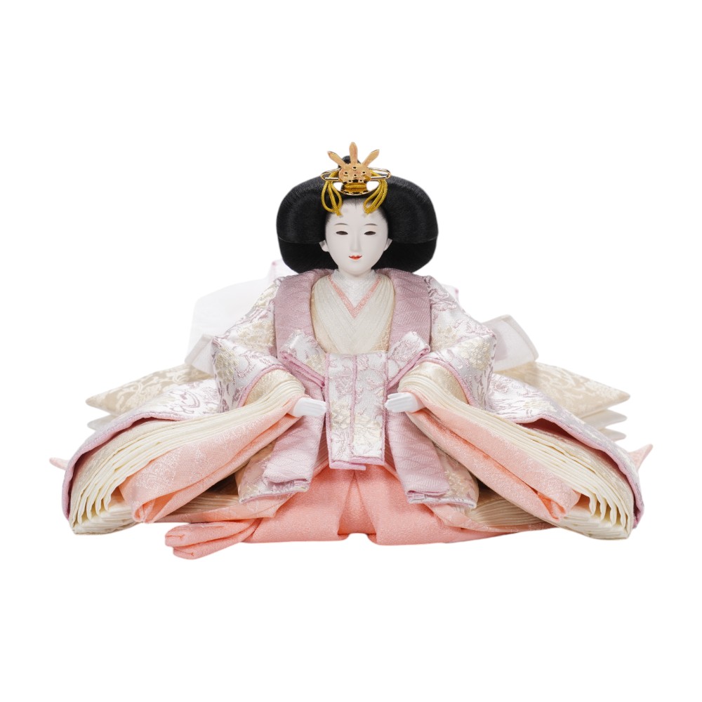 【雛人形】京十一番 高雄 牡丹唐草文様(水色×藤) 親王揃い収納飾り | 小出松寿作