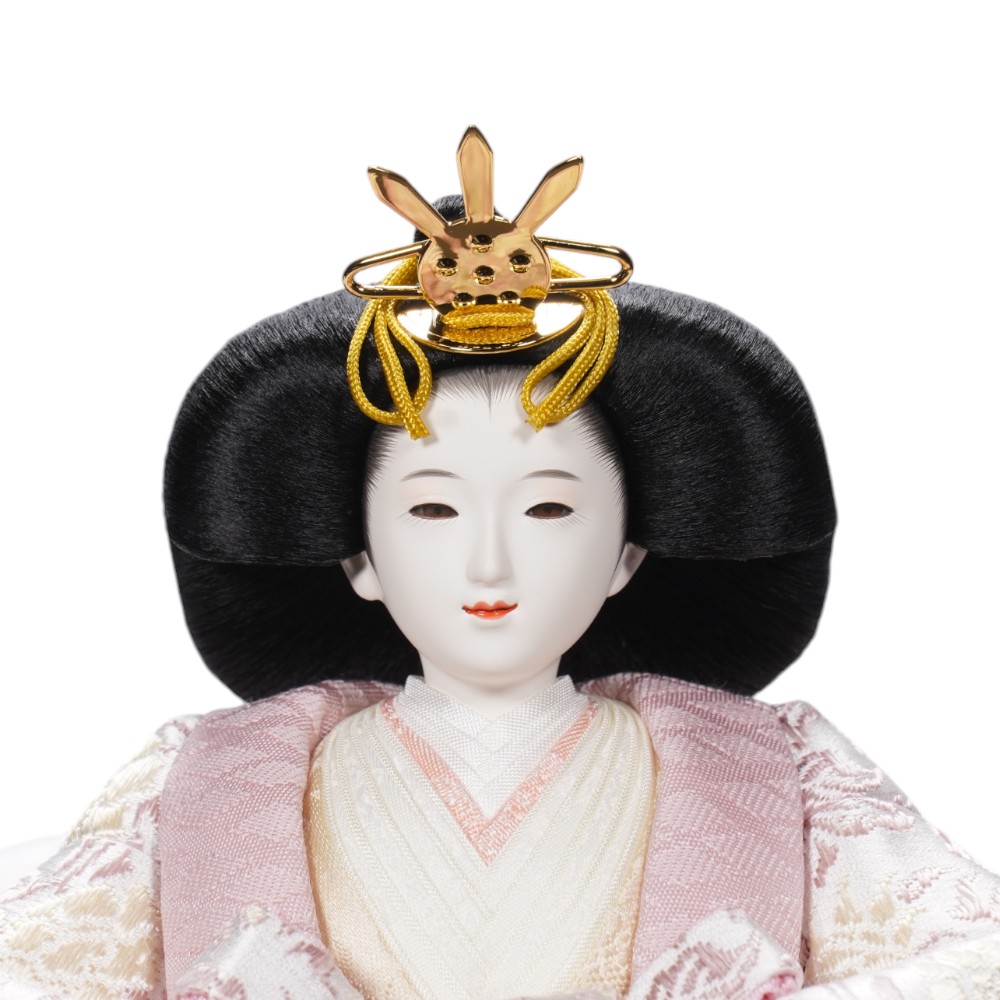 雛人形】京十一番 高雄 牡丹唐草文様(水色×藤) 親王揃い収納飾り〈小出