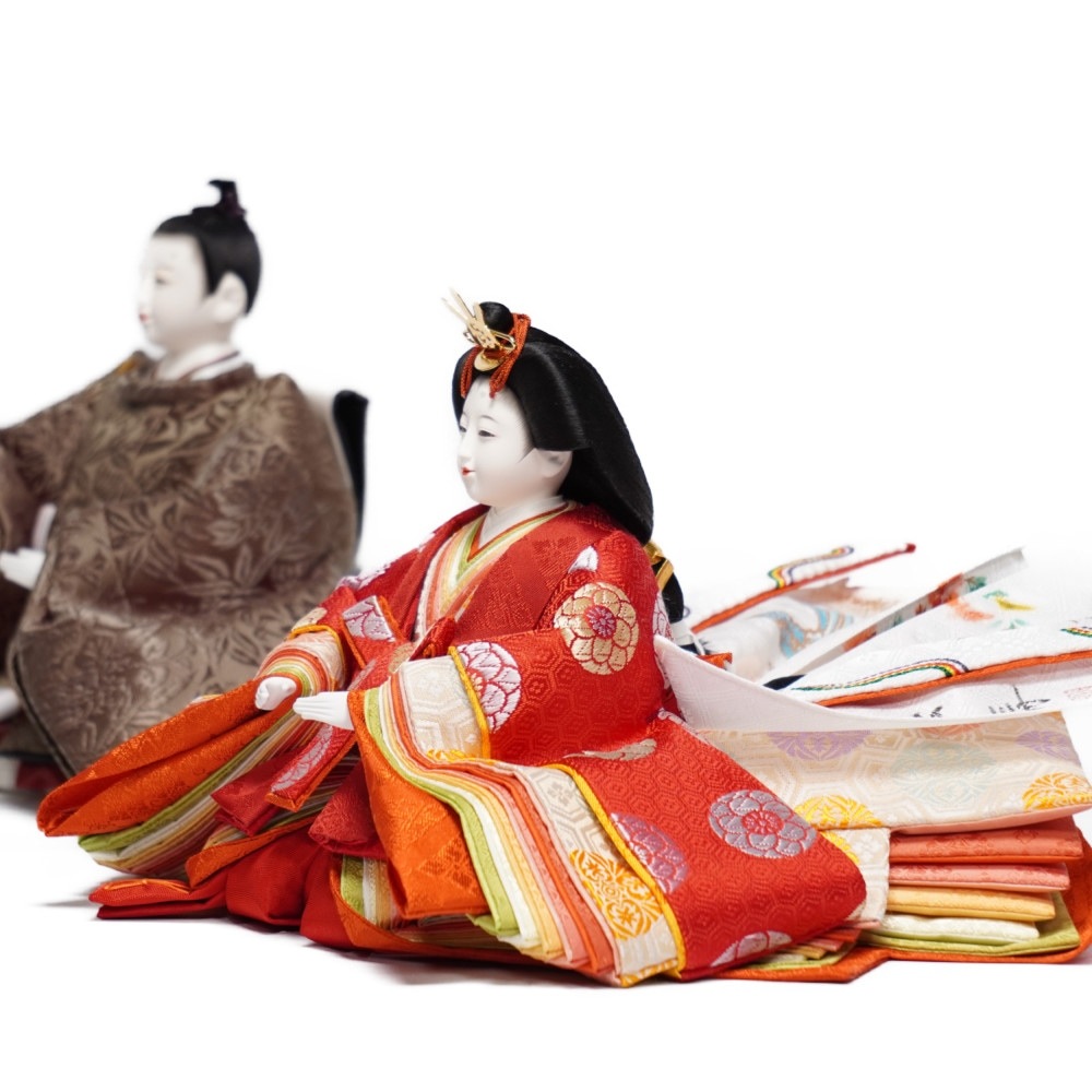 【雛人形】京十番 貴船 麹塵 桐竹鳳凰文様 親王飾り | 小出松寿作