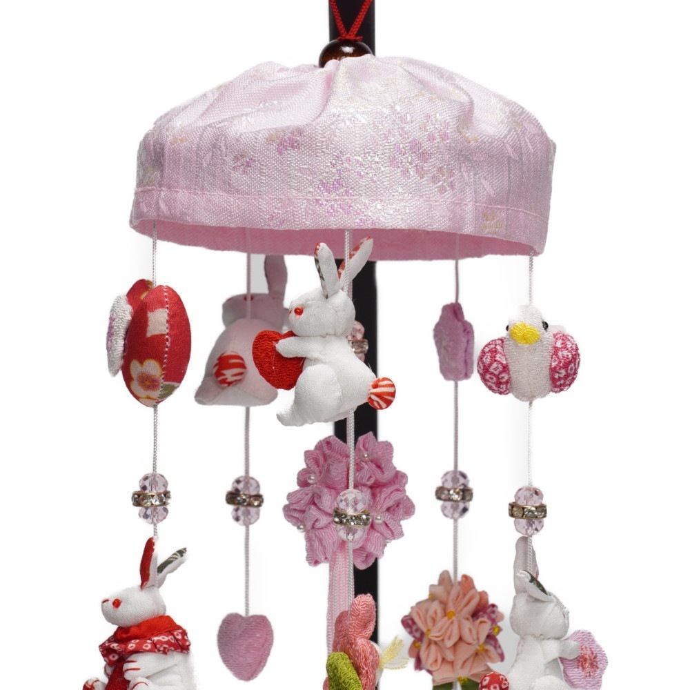 【つるし飾り】三日月台 うさぎ H340 〈女の子〉[233T-054]