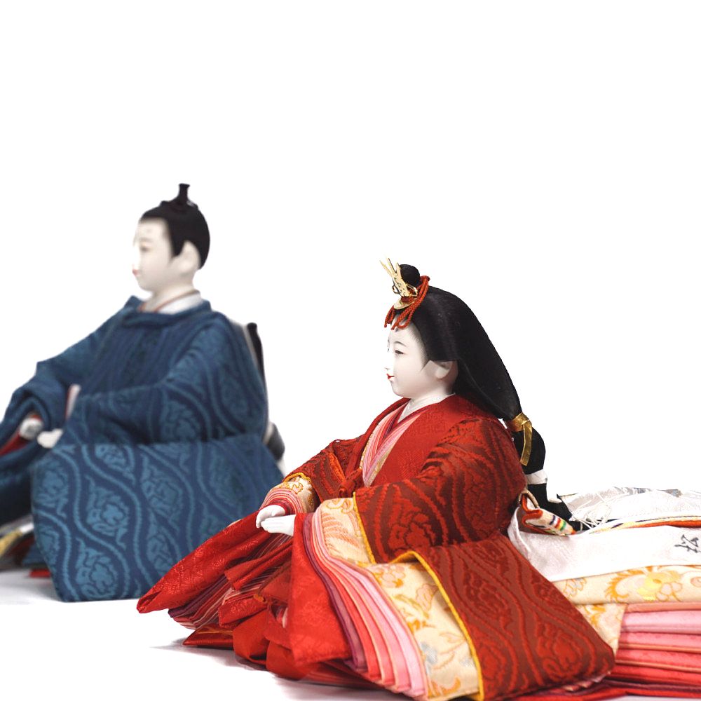 【雛人形】京十番 高雄 雲立涌文様 泥染め 親王飾り〈小出松寿作〉[243-205]